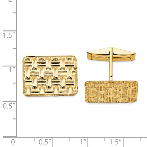 14K Yellow Gold Polished Rectangle Cuff Links, 19X14Mm #TOP2