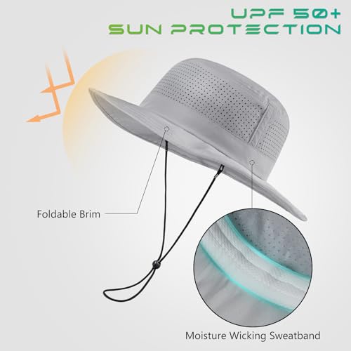Image of UPF 50+ Bucket Sun Hat with Laser Perforated Mesh Cooling Adjustable Breathable Lightweight for Outdoor Men Women