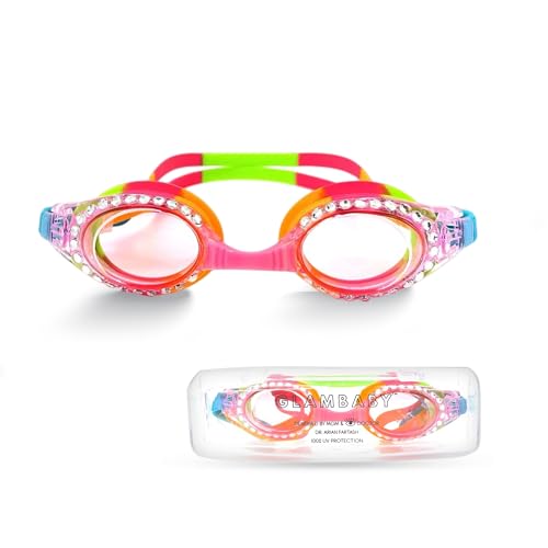 GlamBaby Samira Kids Swim Goggles - 100% UVA/UVB Protection - Swimming Goggles for Kids in water - Lightweight, Stylish, Anti Fog kids Goggles with UV Protection - Perfect for Children Aged 3-10 Years