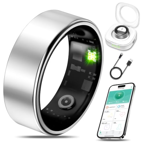 Milavan Smart Health Ring Fitness Tracker for Men Women, Silver 8 | Sleep, Stress & Activity Monitoring, IP68 Waterproof, Long-Lasting Battery, No Subscription Fees, Works with iOS & Android