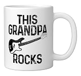 This Grandpa Rocks Bass Guitar Player Vintage Funny Bassist Ceramic Mug, White