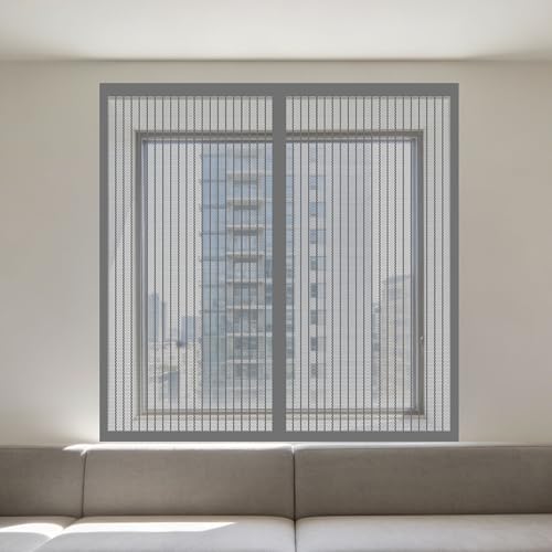 Mosquitera Ventana 100 x 95 cm Mantiene Insectos, Moscas y Mosquitos Fuera Mosquiteras Ventanas Magnética Lavables para Ventana de Bricolaje para Caseras Oficina, Gris