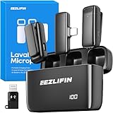 EezLiFin Mini Microphone for iPhone and Android, Wireless Microphones with Charging Case, USB-C&Lightning Compatible, 3 Noise Cancellation Modes, Lavalier Mic for Vlogging&Podcast, 2*20H Battery Life