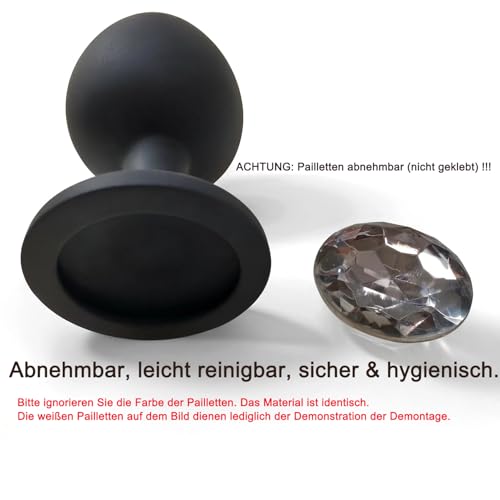 ZYQMEL Analplug 3 Stücke Set Buttplug aus hautfreundlichem Silikon mit abnehmbaren Pailletten (nicht geklebt) – 3-teilig in Anal Plug Sexspielzeug geeignet für Anfänger, Frauen, Männer Paare (Blau)