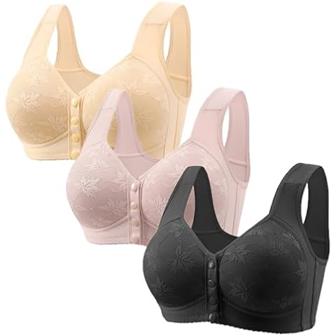 TARIENDY Front Closure Padded Bras for Women Women's Push Up Front Button Bras 3Pc Loose Comfy Breathable Air Bras Plus Size Wireless Closure Bra Trendy 2024 Front Closure Bras for Women Plus Size Cover