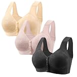 3 Pezzi Reggiseno Senza Ferretto Donna Aperto Davanti Leggero e Traspirante Reggiseni Senza Cuciture con Bottoni Taglie Forti Cotone Bralette Sportivi Top Abbigliamento per Palestra Corsa Yoga