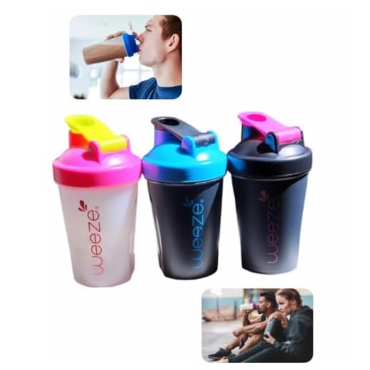 Coqueteleira Shakeira Shaker Academia Com Mola Misturador Premium 400 Ml Garrafa Copo FBK (ROSA COM AMARELO)