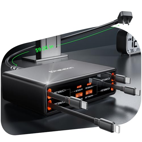 8-in-1 Retractable GaN Charging Station 105W (Cables for 3C+1L)