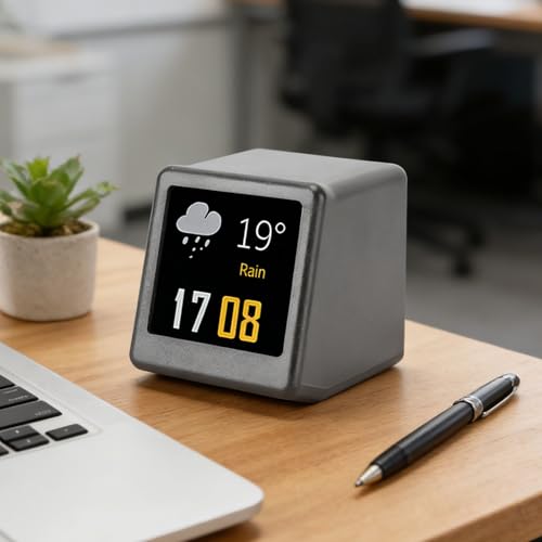 Pequeño reloj digital con animación LED de temperatura ambiente y humedad para hogar 8