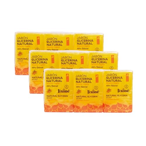LIXONÉ - Jabón de Glicerina Artesanal 9 Unidades | Jabón Hidratante para la Piel| Cremosa Espuma para Manos, Cara y Cuerpo | Vegano | para Hidratación Profunda de la Piel