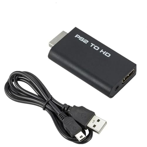 Gamer Gear PS2 to HDMI Adapter Video Audio Convertor with 3.5mm Audio Output Compatible with Playstation 2 Component output to HDMI for TV AV HDTV Monitor