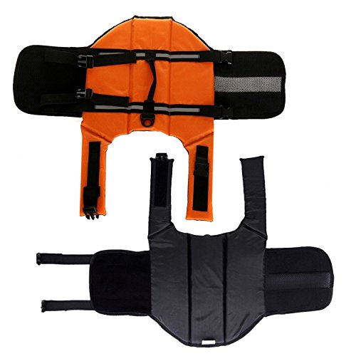 Mummumi® Dog Life Jacket, Adjustable Dog Swim Vest With Handle Pet Puppy Saver Swimming Lifejackets Vest Coat (L, Orange) #TOP1