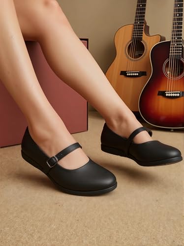Image of BEST TRENDY Women's Comfort Pointed Toe Skimmer Ballet Flats Shoes Women's Oxfords Mary Jane T-Strap Oxford Shoes