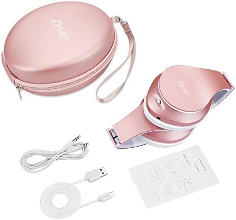 ZIHNIC Bluetooth Headphones Over-Ear, Foldable Wireless and Wired Stereo Headset Micro SD/TF, FM for Cell Phone,PC,Soft Earmuffs &Light Weight for Prolonged Wearing(Rose Gold) — view 6