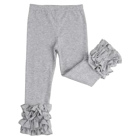HOOLCHEAN Baby Toddler and Little Girls Cotton Ruffle Leggings (Gray, S: 2-3T) Cover