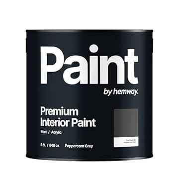Hemway Peppercorn Grey - 2.5 Litre - Paint Premium Interior Indoor Matt British-Made Eco Acrylic Emulsion - Matt Finish, Low VOC, Interior Wall, Ceiling, Kitchen, Bathroom, Bedroom & Door