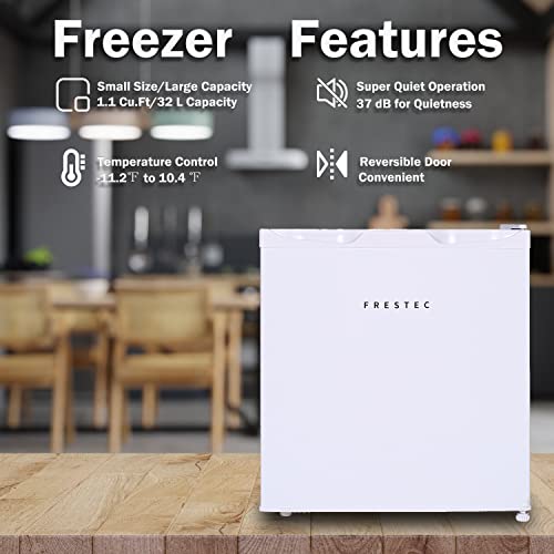 Frestec Upright Freezer 1.1 Cu.ft, Freestanding Mini Freezer With Reversible Door, Vertical Freezer With Adjustable Thermostat, Stand Up Freezer For Home, Office, Apartment (White) #TOP2