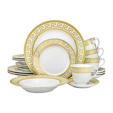Euro Porcelain Vintage Gold 60-Piece Dinnerware Set Cover