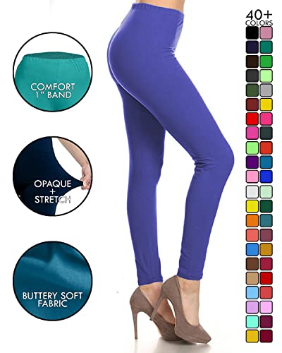 Image of Leggings Depot Women's High Waist Leggings Soft 1 inch Waistband Solid Pants - Regular, Plus, 1X3X, 3X5X