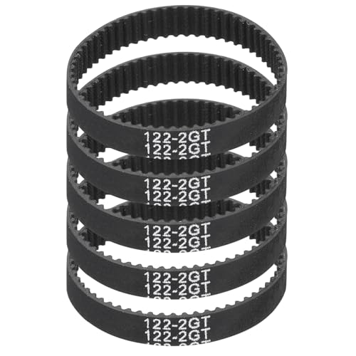 MECCANIXITY 122mm GT-2 Timing Belt, 5pcs 6mm Width 2mm Pitch 3D Printing GT-2 Timing Belt Closed Loop Rubber, Black