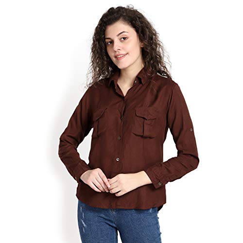 Image of C.Cozami Casual Long Sleeves Double Pocket Women's Rayon Shirts
