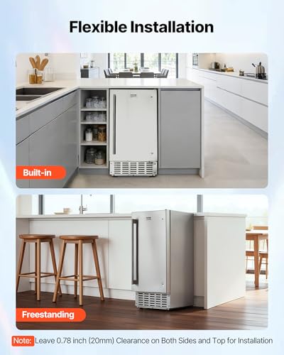 Image of VEVOR Undercounter Built-in Ice Maker, 66 Lbs /Day Under Counter Machine
