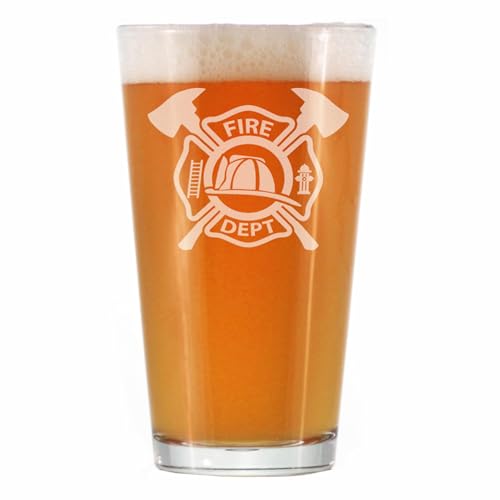 Bevvee Firefighter Symbol Pint Glass for Fireman Gifts - 16 oz