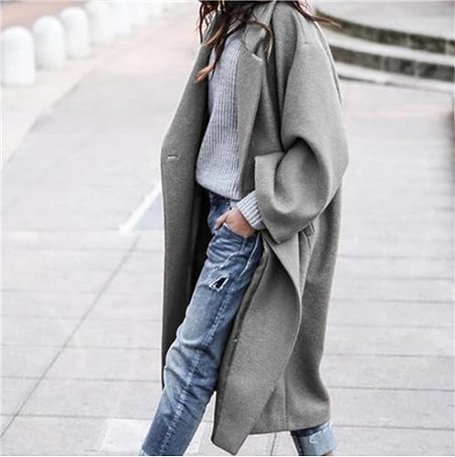 Womens Wool Blend Coat Oversized Notched Collar Single Breasted Coats Casual Winter Long Trench Coat Outerwear2