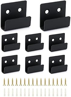 QWORK 8 Pack Ceramic Tile Display Bracket, Stainless Steel Heavy Duty Wall Hooks Mirror Hooks Glass Wood Sample Display Hooks with Screws, 11mm Inner Width, Black