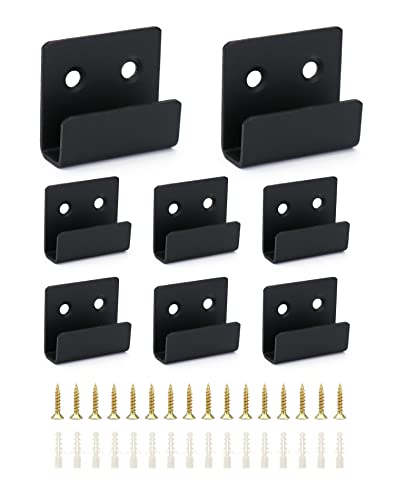 QWORK® 8 Pièces Crochets Mural Robustes avec Vis, Support Robuste en Acier Inoxydable pour Afficher les Carreaux de Céramique, Cadres Photo, Miroir, Noir, 11 mm Largeur Intérieure