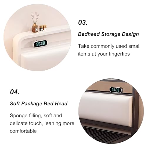 Estrutura De Cama Queen Preta, Estrutura De Cama Tamanho Completo Com Lâmpada De Indução, Estrutura