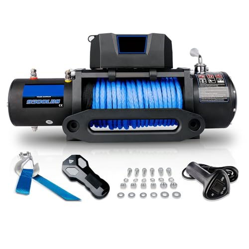 Winche Eléctrico 9500 lb 12V con Control Remoto y Cuerda Sintética