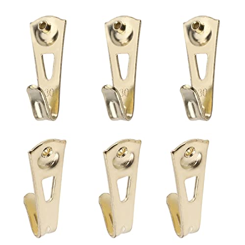 Image of Picture Hangers 1mm Thick Picture Hooks with Nails Professional Picture Hanging Kit, for Office Pictures Clock House Decoration Wall Mounting Brass Tone 30pcs