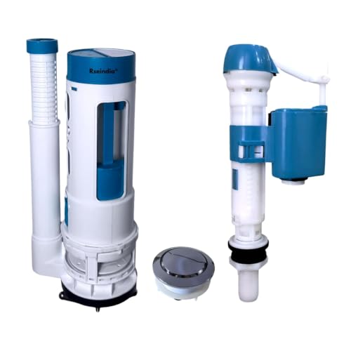 Image of crystal Water Saving toilet repairing kit Dual Flush Siphon with advance High pressure float valve With 58 mm chrome plated button For one piece flush Tank Commode (12 inch Siphon)