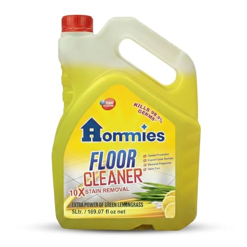 Image of Hommies Disinfectant Surface & Floor Cleaner Liquid, Lemongrass - 5 Litre | Kills 99.9% Germs | Multi-Surface Deep Cleaning for Tiles, Marble & Granite | Long-Lasting Herbal Fragrance