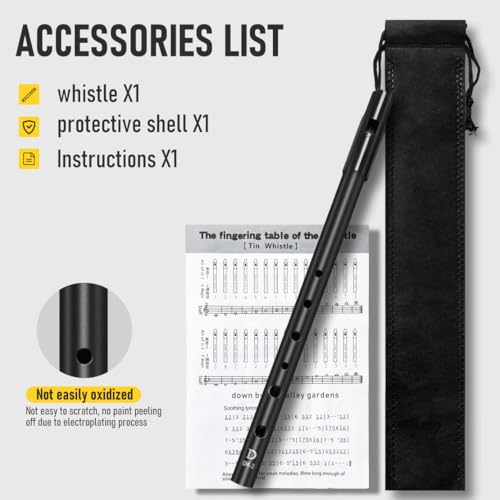 Irish Tin Whistle Key of D Made from Black Wind Type Sound Penny Whistle (Key of D, 1 Pack) - Thumbnail 4