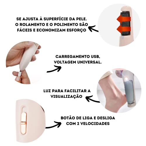 Lixa esfoliador de pé de pedicure, removedor lixadeira portátil de calos para pés à prova d'água, r