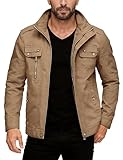 wantdo Men's Cotton Lightweight Jacket Military Jacket Casual Field Coat Windbreaker Khaki Medium