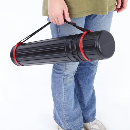 HORIALENCE Ausziehbare Posterröhre Mit Verstellbarem Schultergurt Teleskop Transportrohr Für Dokumente Kunstwerke Und Blaupausen Kunststoff Röhre 21.65X4.13In