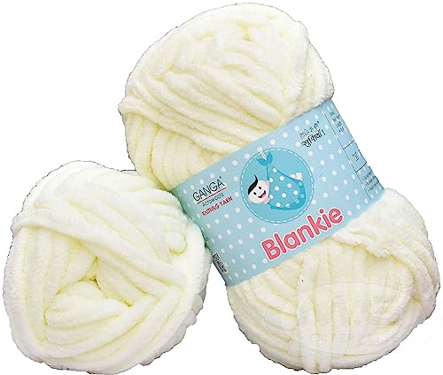 Image of GANGA Knitting Yarn Thick Chunky Wool, Blankie Off White 200 GMS Best Used with Knitting Needles-E Art-ADHE