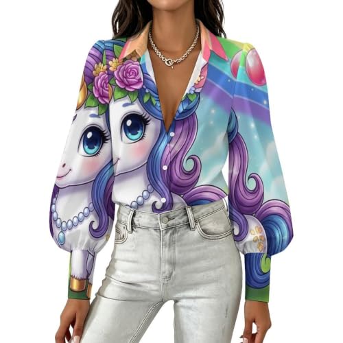 Women's 2026 Button Down Cape Sleeve Unicorn Shirt
