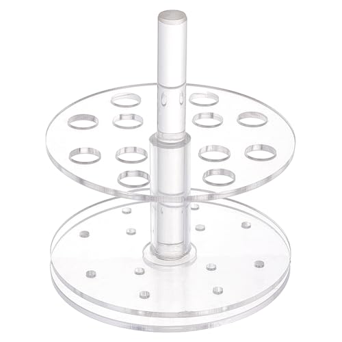 OLYCRAFT Rotatable Acrylic Test Tube Rack 12 Hole Test Tube Stand Organizer High Transparency Lab Holder Multifunctional Racks for Scientific Experiments and Makeup Brush Storage -13.2x15cm