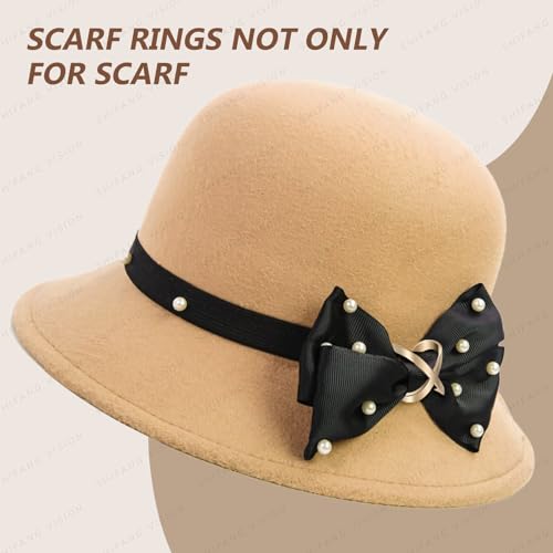 Image of SYWDUDUCLT Scarf Ring for Women's Shawl, Silk Neckerchief, Tshirt, Gold /Sivler, S /M /L, 2 Pcs
