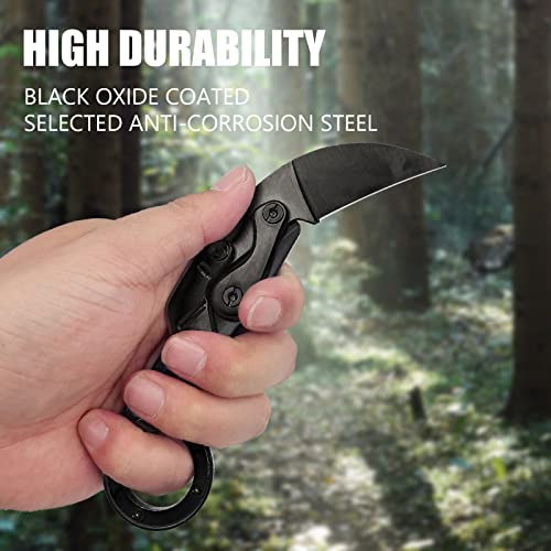 Ismosm Outdoor Mini Camping Stainless Handle Survival Knife Multifunction Outdoor Tactical Rescue Tools Folding Hunting (New Claw Knife Black) #TOP6