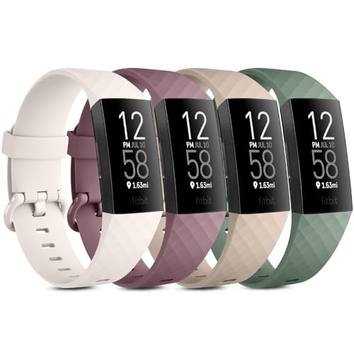 Vancle Bands for Fitbit Charge 4/3 [4 Pack] - Classic Soft Replacement Sport Straps Wristbands for Men and Women - Compatible With Fitbit Charge 4/3 Fitness & Health Tracker