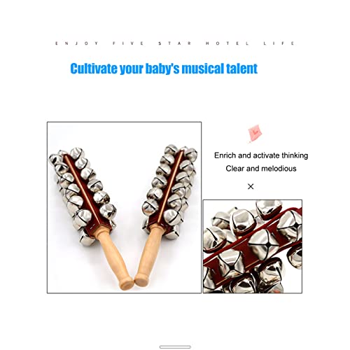 Tnfeeon Jingle Bell Stick, Musical Instrument Wooden Handle Bell Toy For Children For Kindergarten #TOP2
