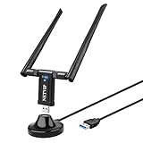 【VERLÄNGERUNGSKABEL MIT USB BASIS】 Der drahtlose Wifi Dongle ist mit einem 3,3-Fuß-Verlängerungskabel ausgestattet. Sie müssen sich keine Sorgen machen, dass er Desktop Speicherplatz beansprucht. Sie können ihn an einen beliebigen USB Anschluss des Computers anschließen und den besten Standort für die WLAN Verbindung auswählen; Natürlich können Sie diesen USB WLAN Stick auch direkt an den USB-Anschluss Ihres PCs anschließen, je nach Ihren tatsächlichen Anforderungen.