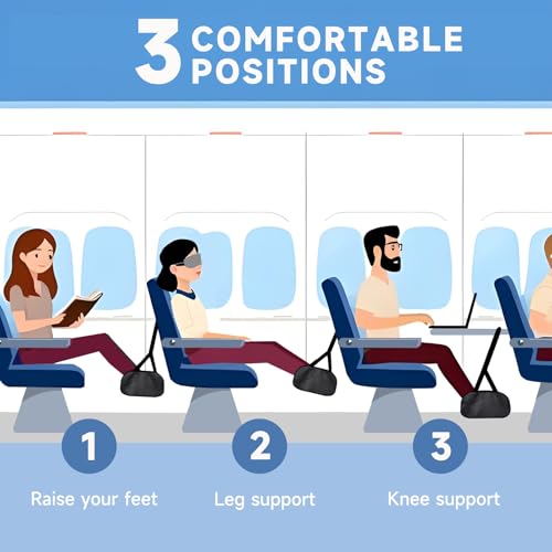 Portable Footrest Hammock for Air Travel, Work on Desk, Provides Support for Leg, Made by Soft Memory Foam, Relieve Leg Pressure, Car & Office Essentials, Black