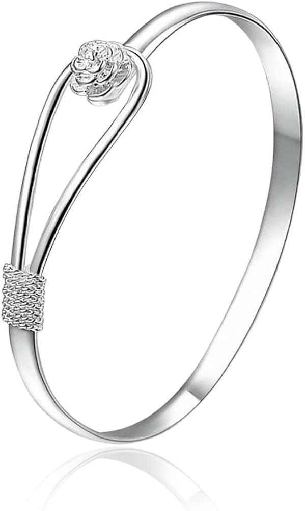 WEILYDF 925 sterling silver bracelet elegant clip-style button style floral design bracelet classic bracelet jewelry women's girls