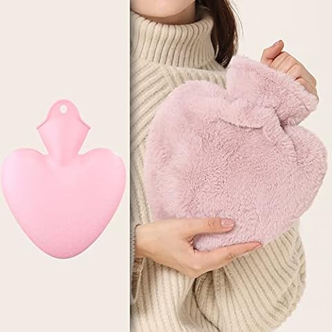 BcofoA Hot Water Bottle Plush Cover, Ice Bag 0.7- Liter Capacity, Warm Hands Warm The Palace and Stomach Hot Water Bag.(Heart-Shaped) (Color : Pink, Size : Pink 1) Cover